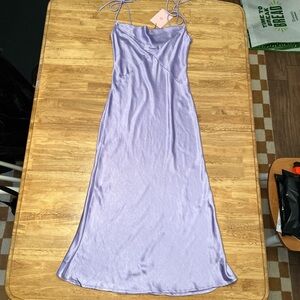 Hello Molly Lavender Satin Midi Dress